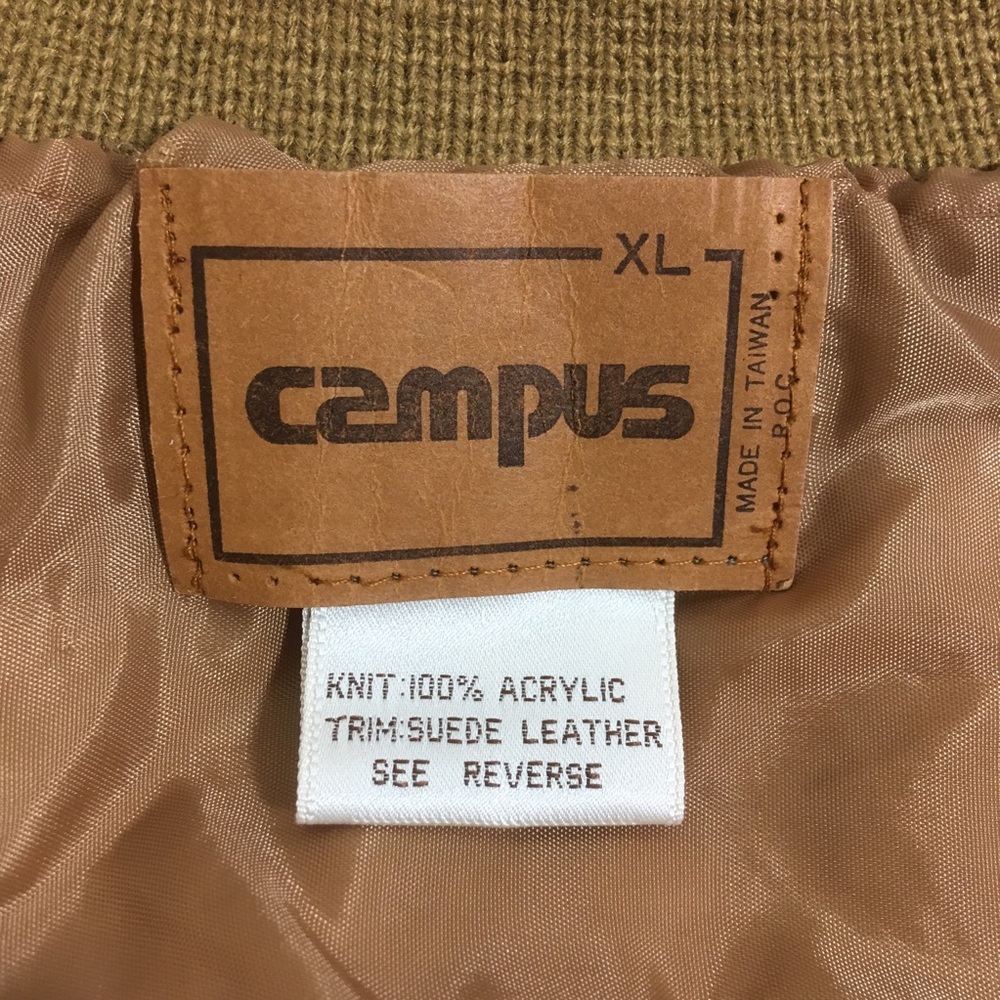 VTG Campus Suede and knit tan,zip up, waist length - Picture 5 of 6